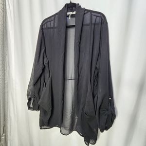 Have Women's Sheer Plus Size 3 Open Front Lightweight Cardigan Oversized Pockets